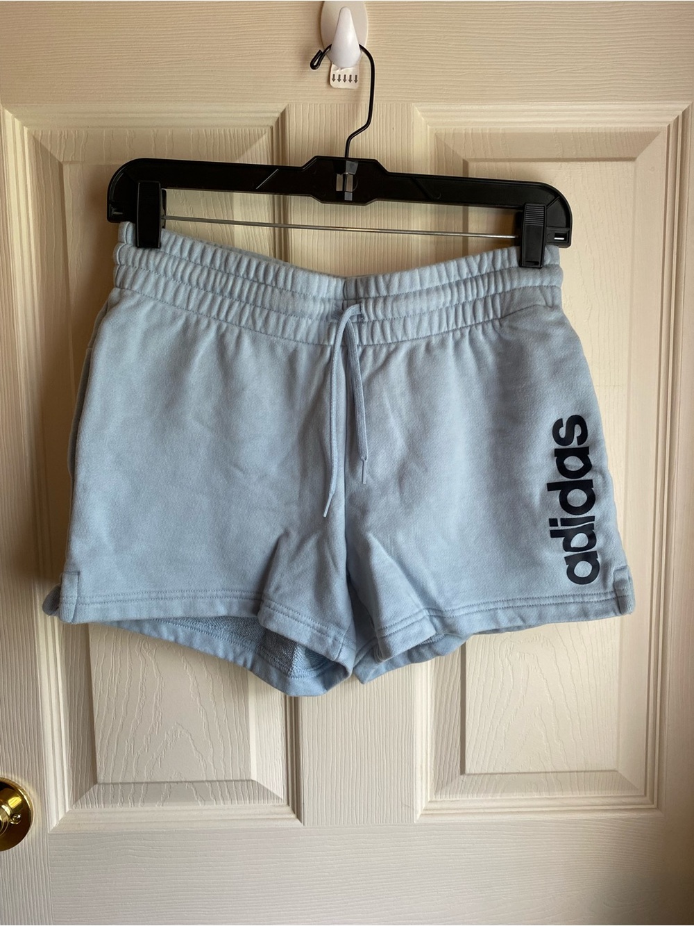 adidas Women's Light Blue Athletic Fleece Shorts with Drawstring